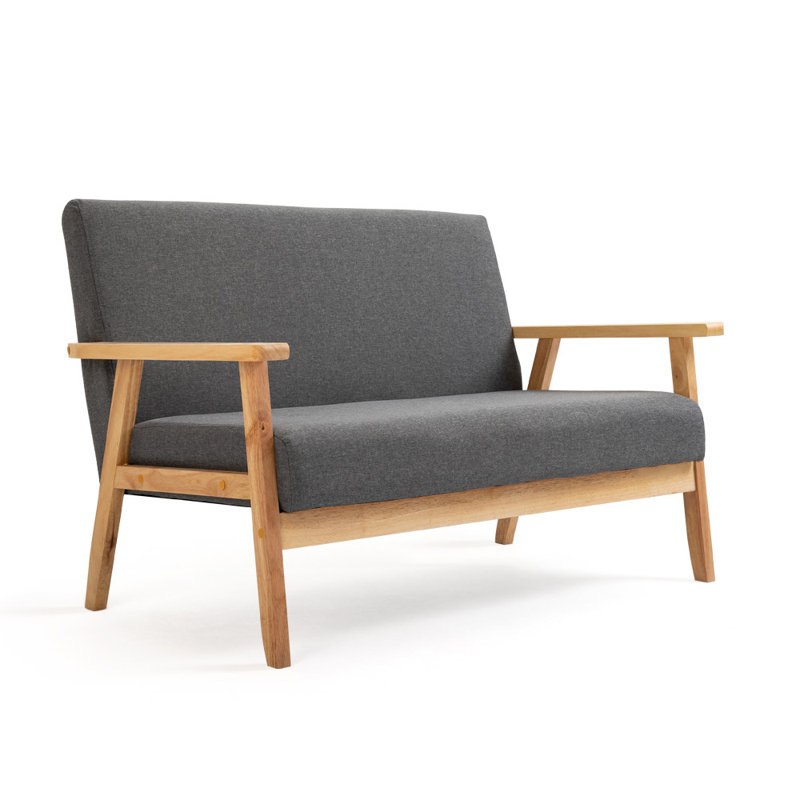 Sofa 2-Seater Chaise Longue Upholstered Armchair Lounge Chair Living Room Sofa Grey, Gray polyester
