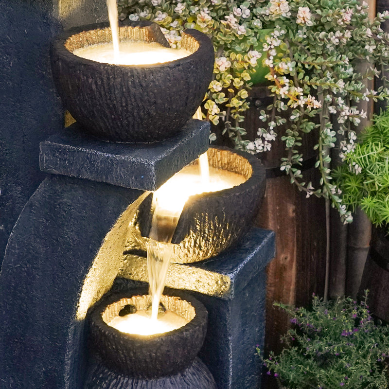 Aurash Outdoor Column Fountain with Lights