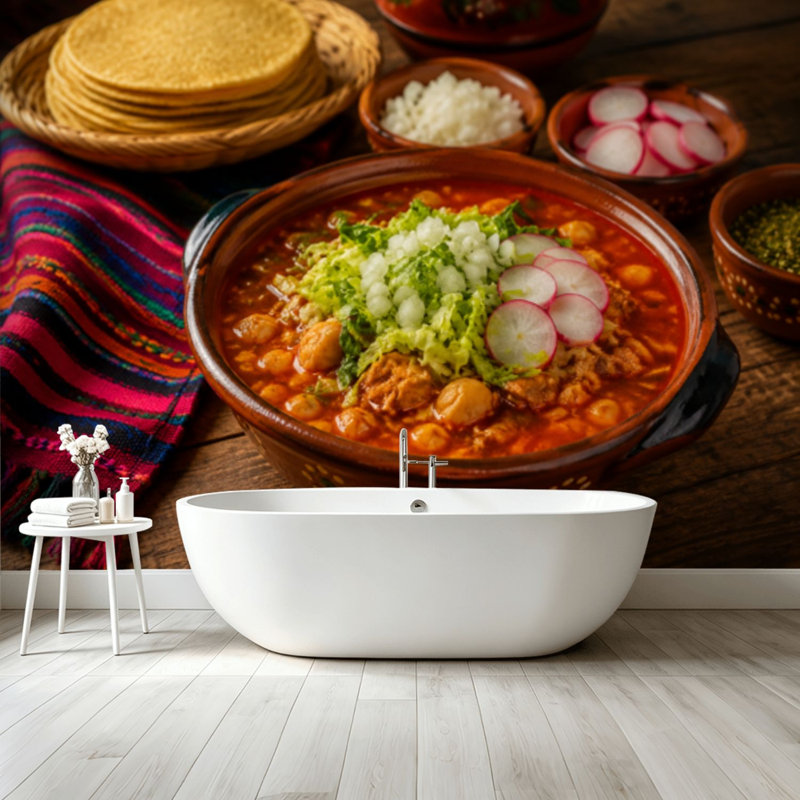 Adhésif mural amovible pozole mexicain Pez and Stick, 68.88" L x 96" W