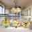 42" American Print Invisible Ceiling Fan with Light, Silver 3-Color LED Dimmable Fandelier