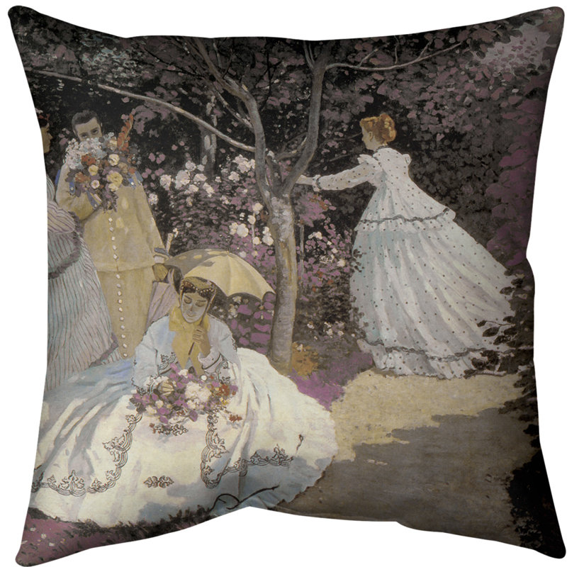Coussin Claude Monet, Rose, 16 po x 1 po, Polyester sergé