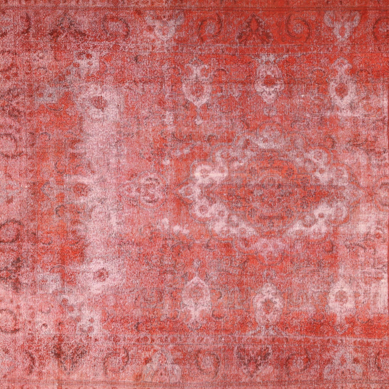 Tapis oriental rouge / gris, Carré 8 pi