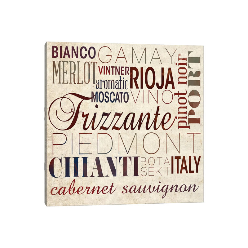 Wine Words I by SD Graphics Studio - Gallery-Wrapped Canvas Giclée on Canvas, Canvas, 45.72 cm H x 45.72 cm W x 1.91 cm D