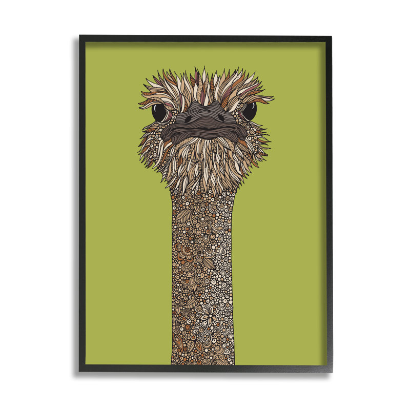 «Détaillé autruche oiseau floral pétales formes fractales» par Valentina Harper - cadre flottant, impression sur toile