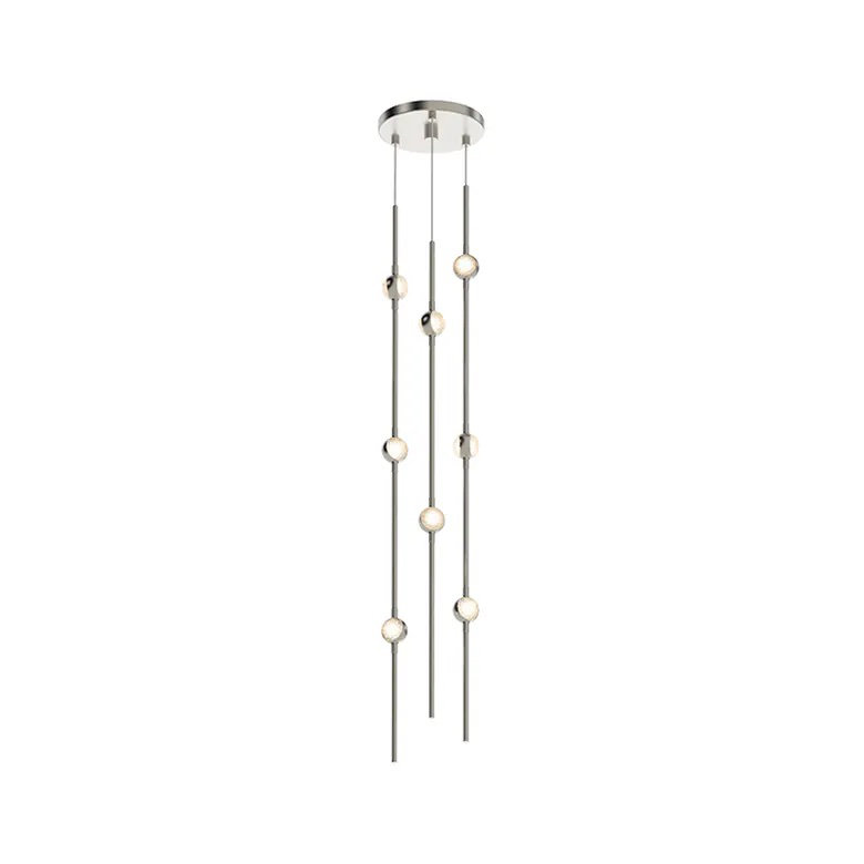 Constellation 8 - Light LED Pendant, White Optical, Satin Brass, 3000K