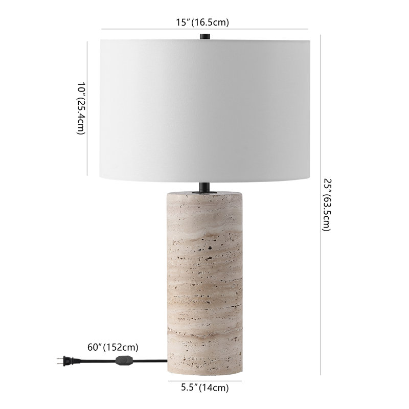 Angileh Travertine Table Lamp, Light Brown