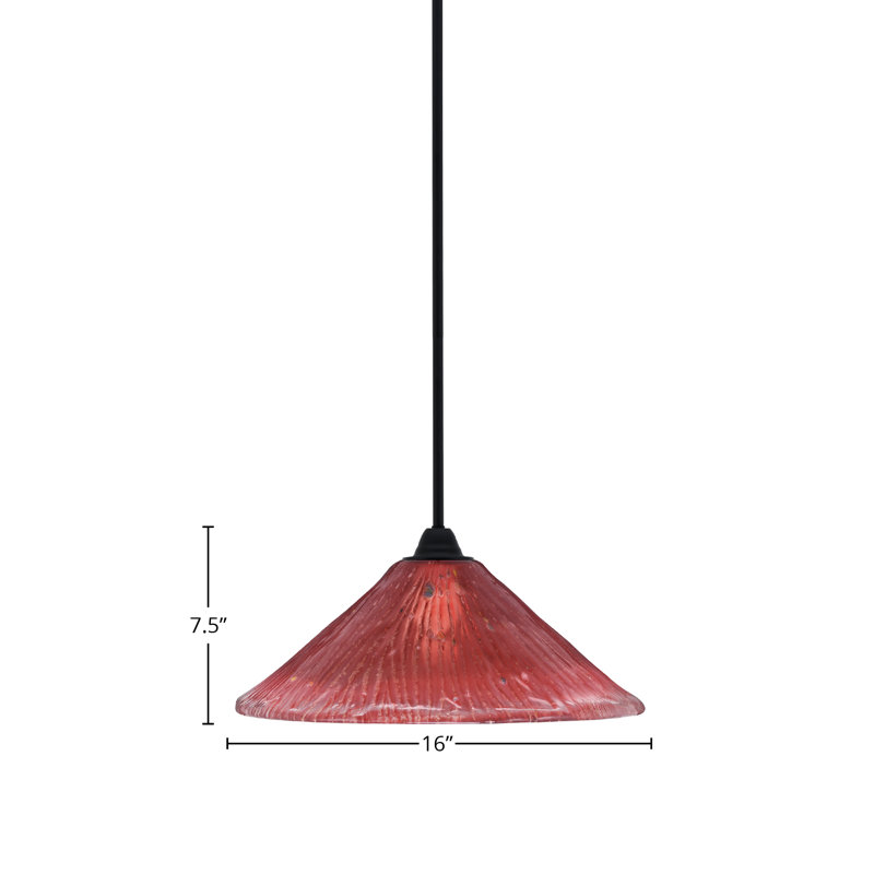 Paramount Stem Hung Pendant, 7.5" H x 16" W, Red