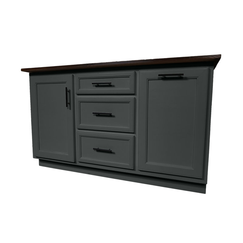 Modern 50" Solid Wood Kitchen Island with trash bin compartment and extra storage, Gray