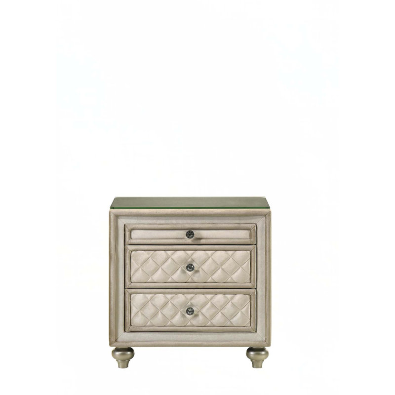 Table de chevet en velours beige Lucienne