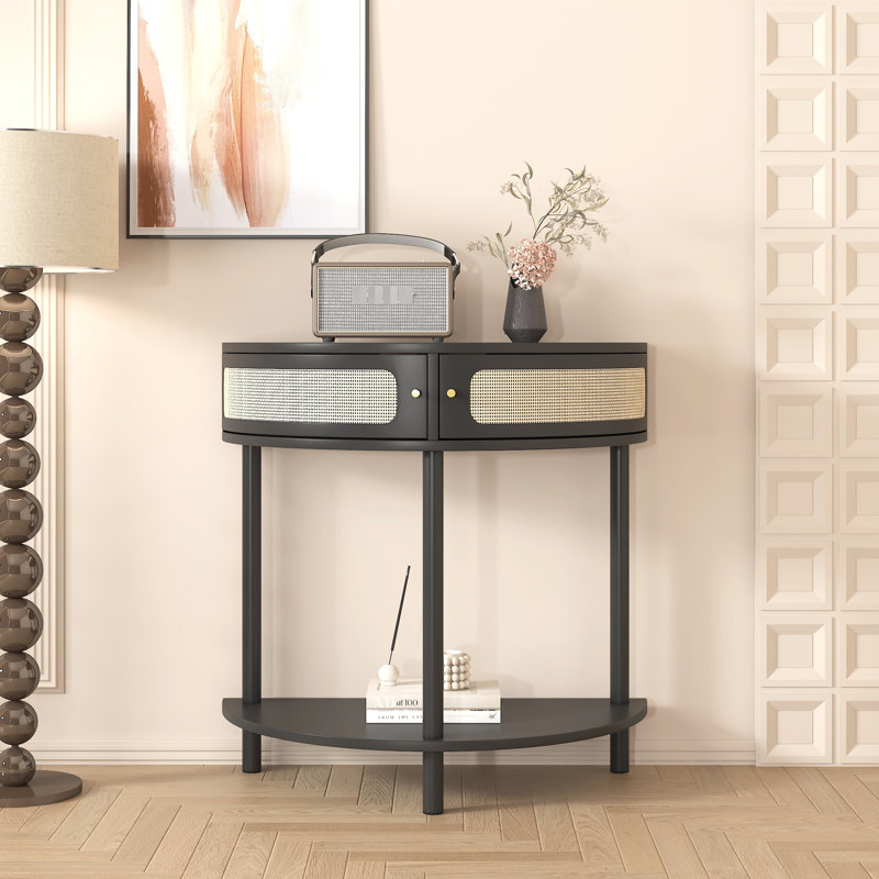 Unique - table de bout avec 2 tiroirs de rangement et pieds en bois