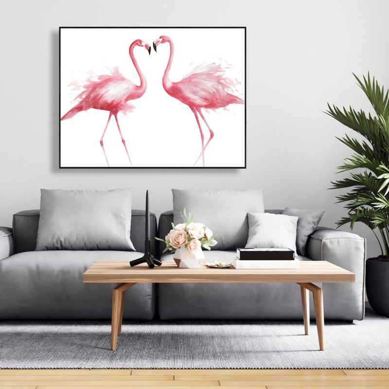 Deux flamants roses aquarelle - Toile encadrée, décoration intérieure