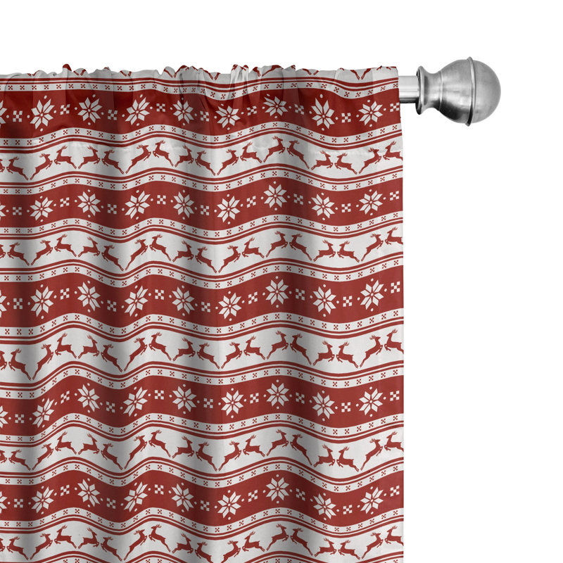 Norwegian Scandinavian Striped Semi-Sheer Rod Pocket Curtain Panels, 28" x 95"