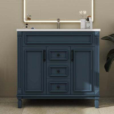 Meuble-lavabo autoportant de 36 po avec lavabo 36 po avec 2 portes et tiroirs à fermeture en douceur
