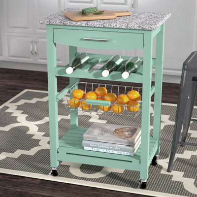 Chariot de cuisine en granit avec tiroir utilitaire et panier Macy