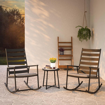 Ensemble bistro 3 pièces pour l'extérieur, petit mobilier de patio avec table basse et coussins épais