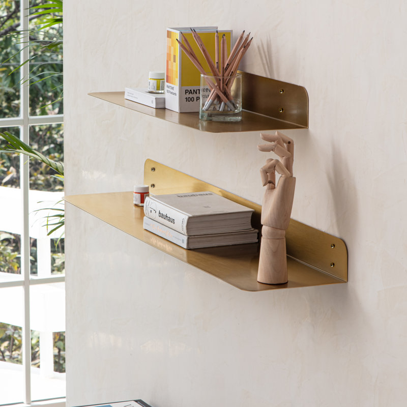 2 Piece Metal Bracket Shelf, Brass