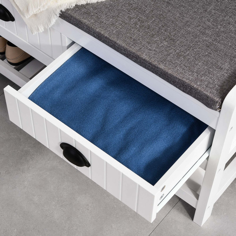 3-In-1 Hall Tree,Entryway Bench With Coat Rack,Mudroom Bench With Shoe Rack,2 Storage Drawers,4 Hooks And Padded Seat Cushions For Hallway