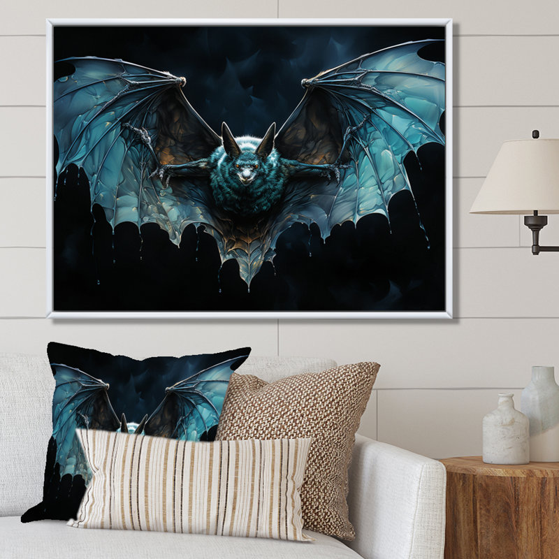 «Bat Nights Guardian», reproduction d'art sur toile, H 30 po x l 40 po x P 1,5 po, Cadre flottant blanc