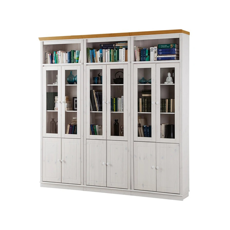 Demauria 223cm H x 222cm W Bookcase, White/Natural