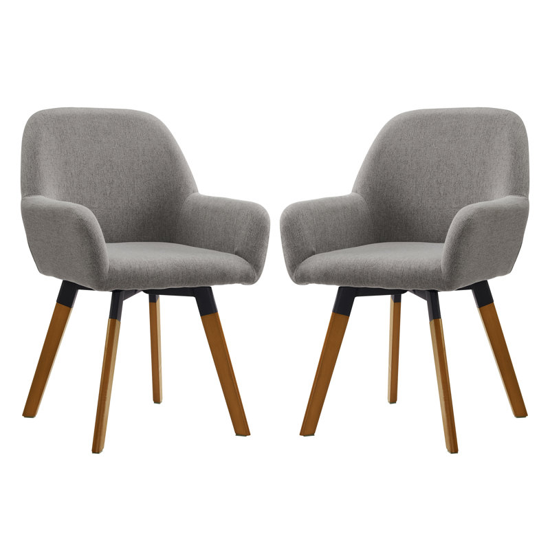 Rayshawn 22.83" W Linen Swivel dining chairs, Gray Linen