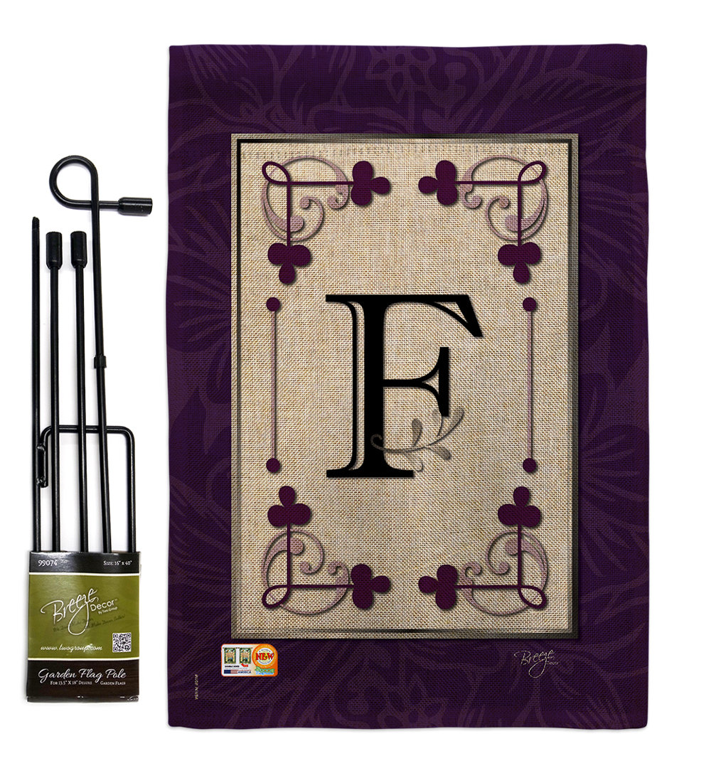 Wintham Double Sided 18.5'' H x 13'' W Polyester Flag Set Winston Porter Monogram 