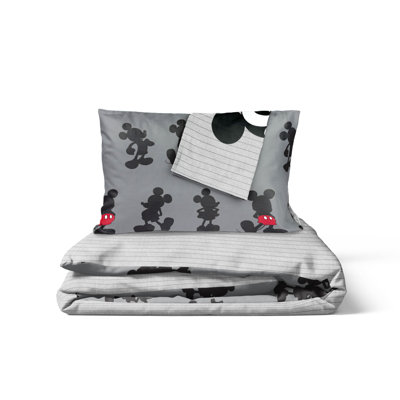 Mickey Mouse Stripes 100% Cotton Double Duvet Cover Set