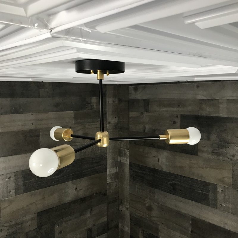 Lustree shpere 3 lumières spoutnik Mazie, Noir / Laiton