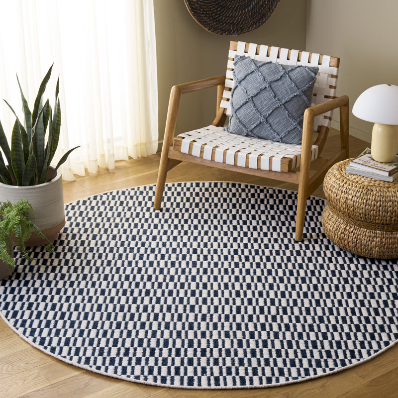 Vermont Hand Woven Wool, Cotton Solid Color Indoor Rug, Round 6'