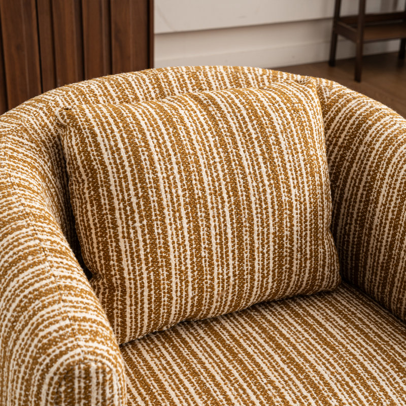 Mid Century Upholstered Arm Accent Chair with Solid Wood Legs, Yellow