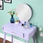 Meuble-lavabo et tabouret mauve moderne - structure en bois d'hévéa massif, table de l 31,5 po x P 16,1 po et H 30,24 po, idéal pour le rangement de maquillage-130040546