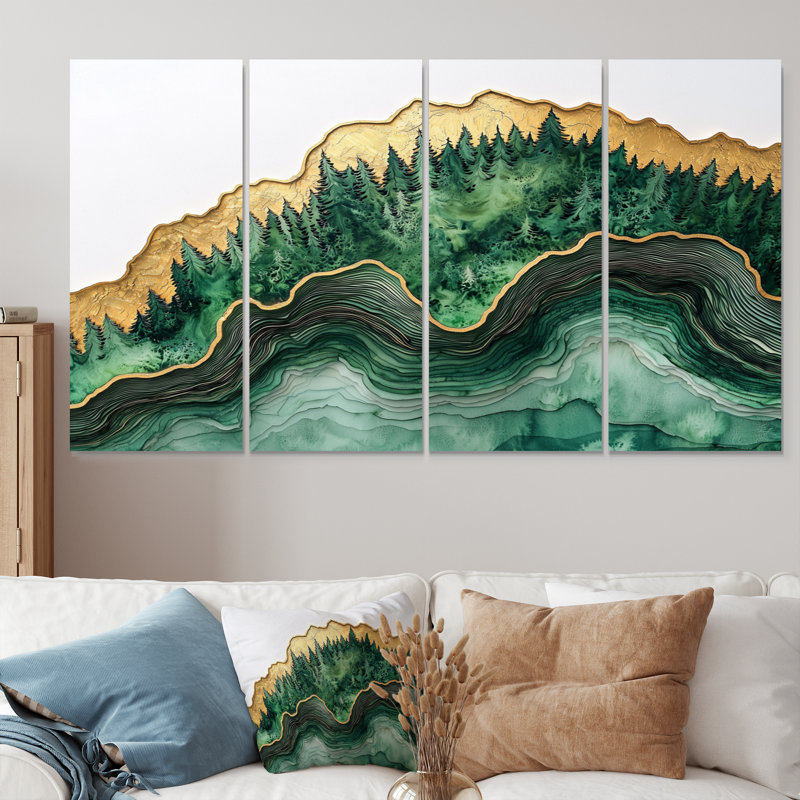 Forêt forêt de cristal émeraude II - Art mural forêt - décoration murale traditionnelle, H 28 po x l 48 po, 4