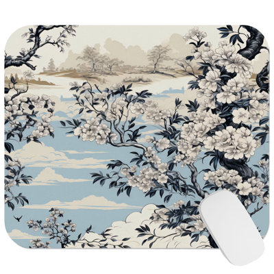 Asian Chionoiserie Pattern II Asian Gaming Cute Office Laptop Desk Pad Gift Mat Square Rectangle Non-Slip Mousepad