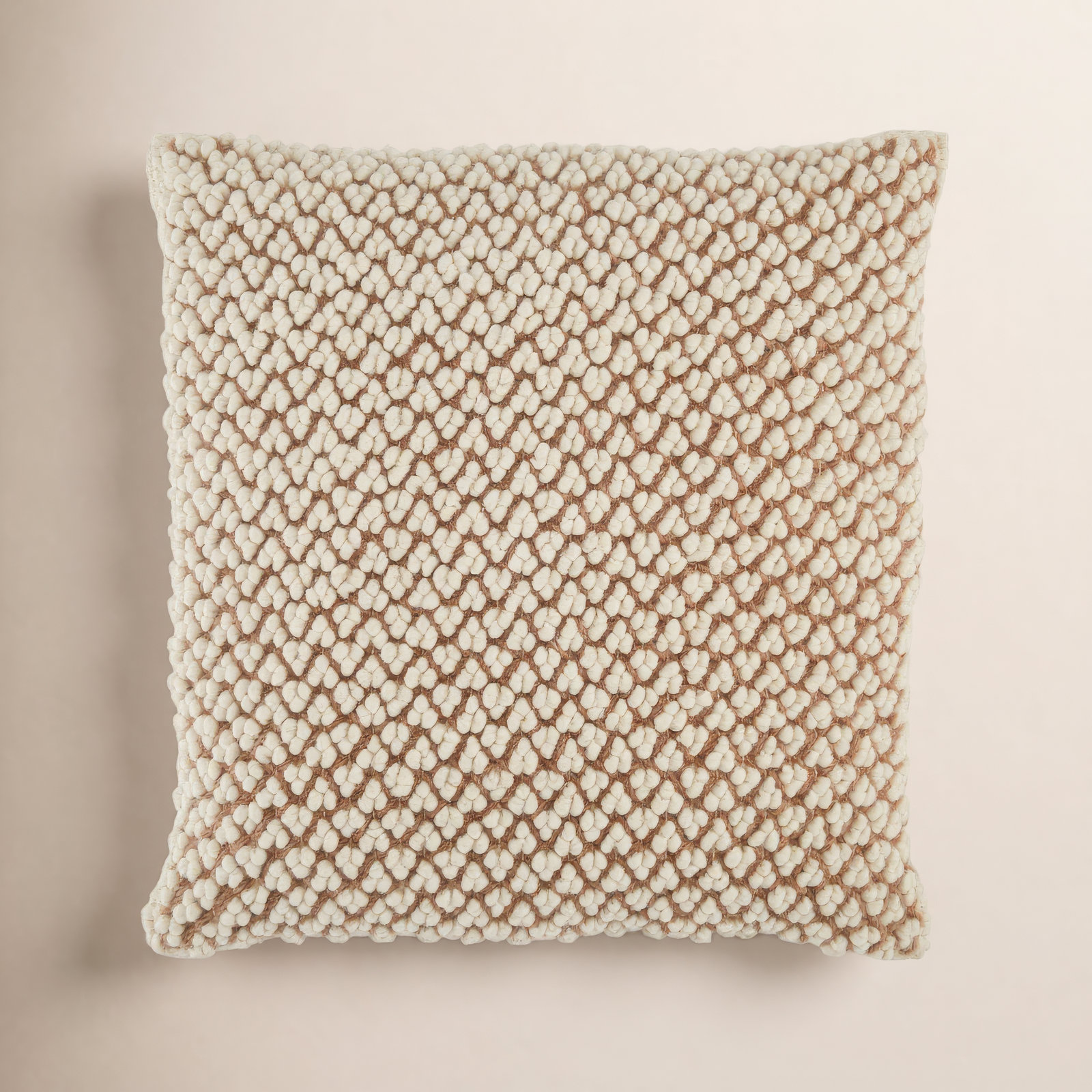 Toulon Embroidered Wool Throw Pillow, Tan, Down Alternative