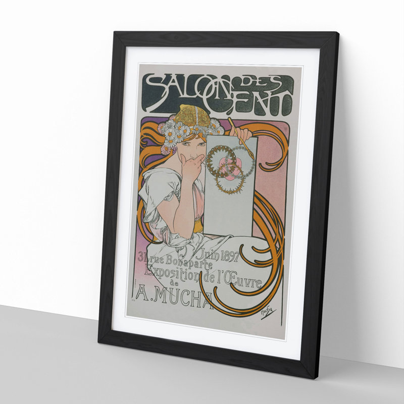 Salon des Cent Vol.1 by Alphonse Mucha - Picture Frame Graphic Art, Black Framed, 48cm H x 36cm W x 2cm D