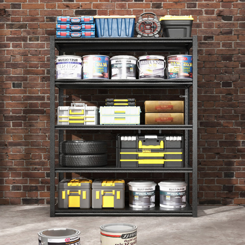 Étagère robuste en métal à 5 niveaux, capacité de 2000 lb, réglable et durable pour les solutions de rangement de garage et industrielles