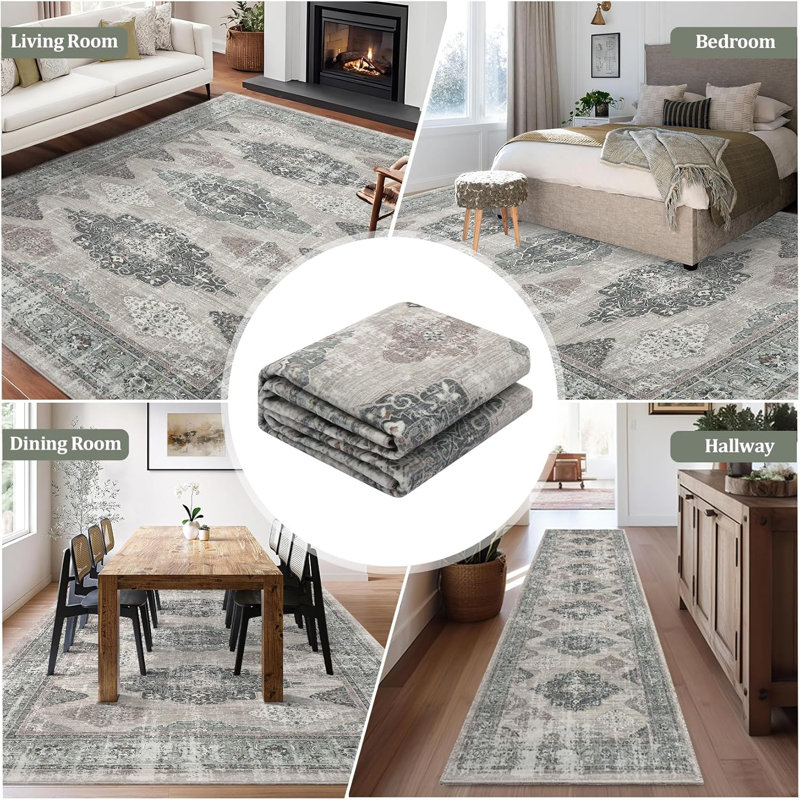 Tapis d'intérieur rétro 5 x 7 po, Rectangle 9 pi x 12 pi