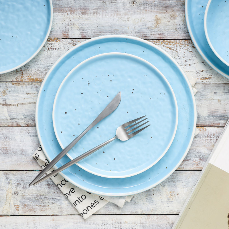 Stone Lain Elena 4-Piece Dinner Plate Set Stoneware, Blue