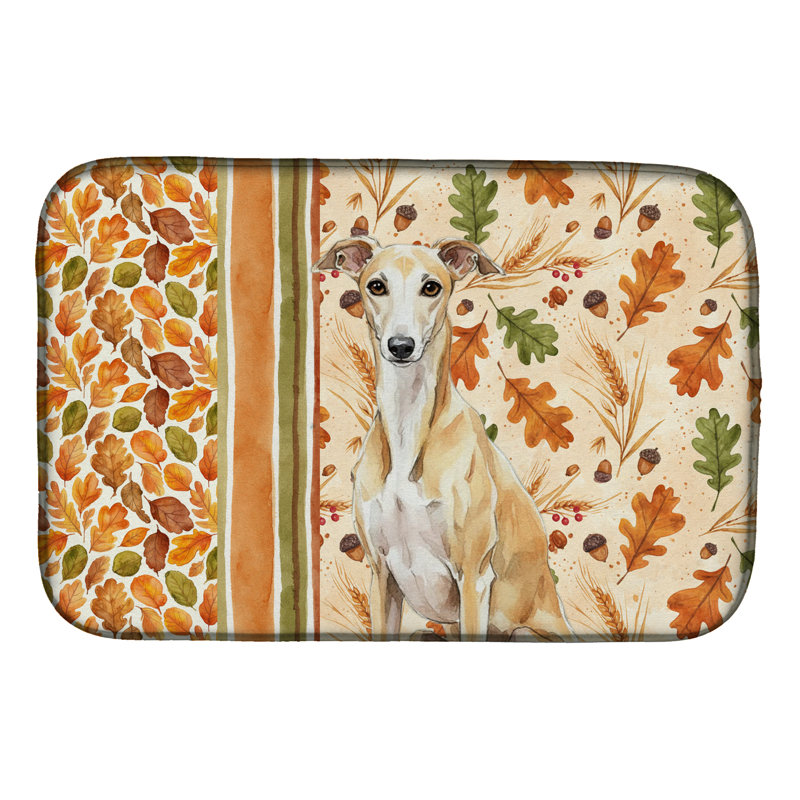 Fawn Whippet Heirloom Fall Dish Drying Mat, Natural