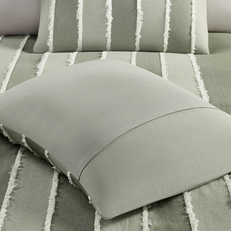 Housse de couette en coton rayé pour lit très grand / très grand avec garniture 3 pièces