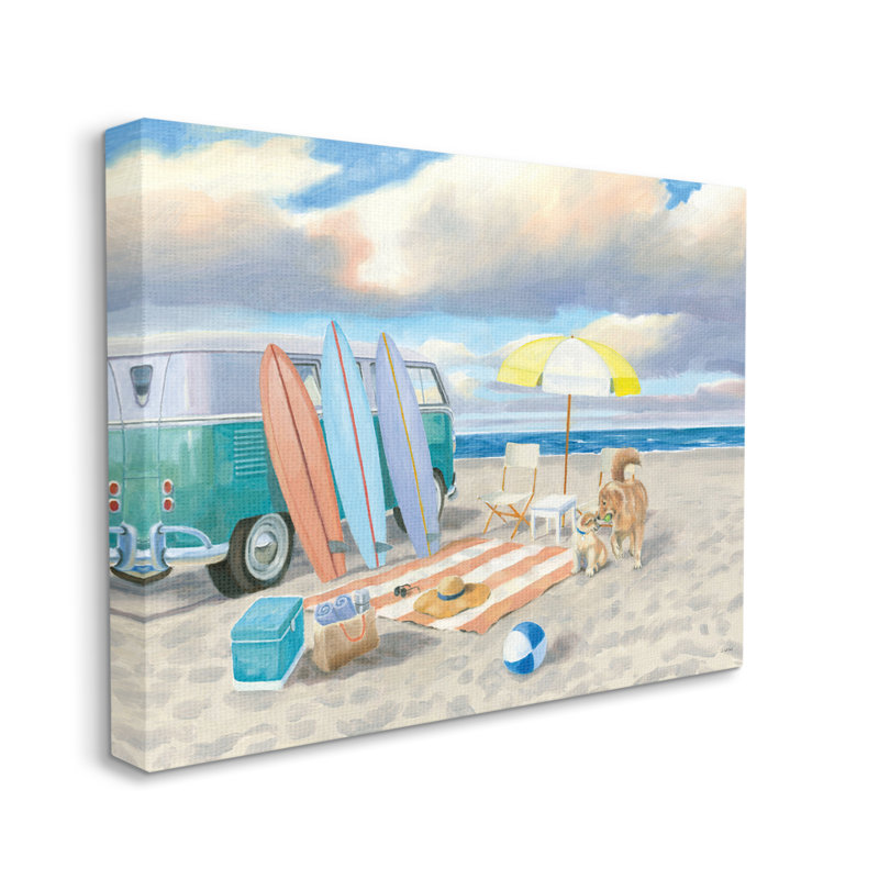 Summer Beach Scene, H 36 po x l 48 po x P 1,5 po, Toile tendue
