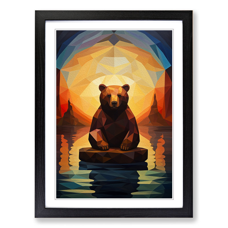 Bear Cubism - Framed Print, 34cm H x 25cm W x 2cm D, Black Framed