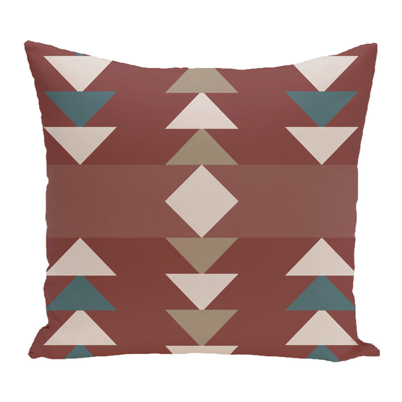 Geometric Outdoor Reversible Throw Pillow, Orange