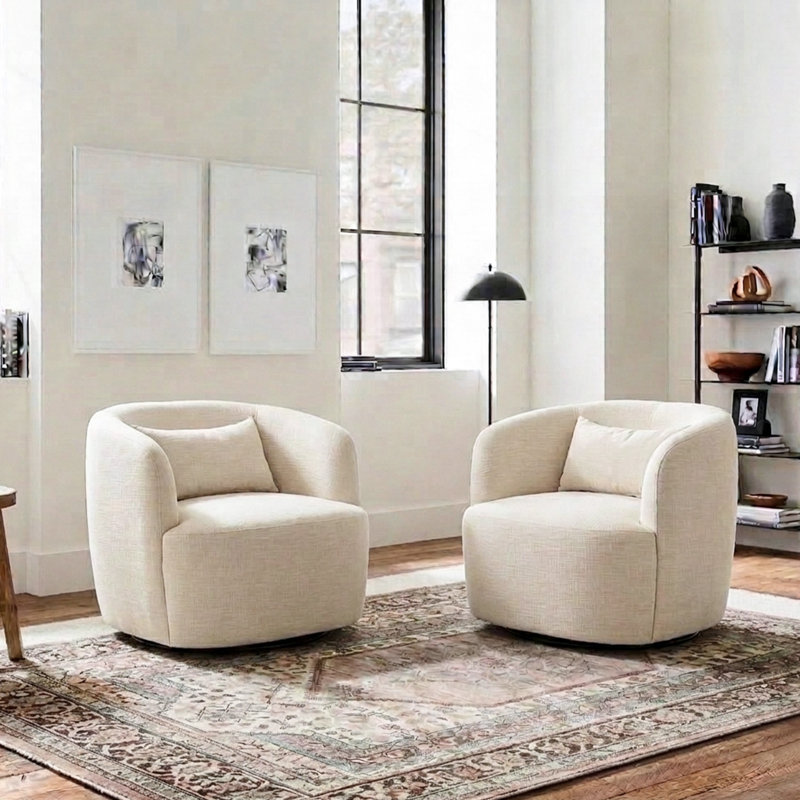 Fauteuil demi-tonneau pivotant l 34 po Jaydin, Ivoire ivoire
