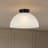 Brunton Matte Black 1 Lt Flush Mount with Alabaster Glass