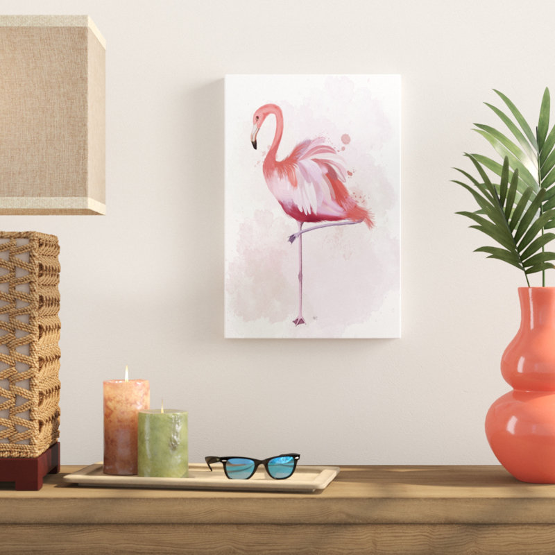Fluffy Flamingo 4 by Fab Funky - Painting Print, 46cm H x 30cm W, Wrapped Canvas