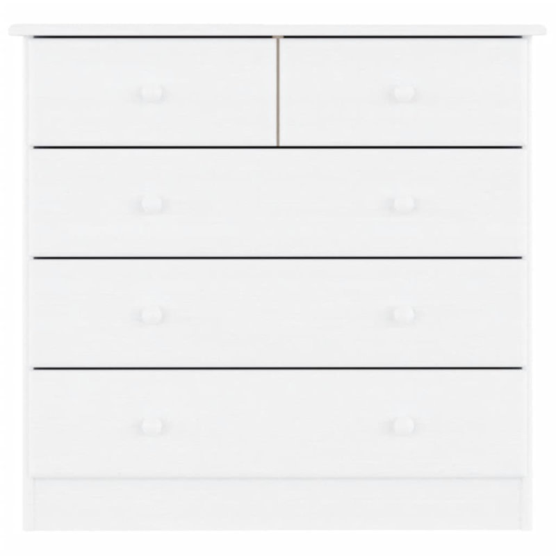 Mamon Solid Wood 77cm W 5 - Drawer Chest of Drawers, White