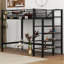 Lit mezzanine simple en métal avec tablette supérieure et échelle de rangement latérale-1673878573-1673878572