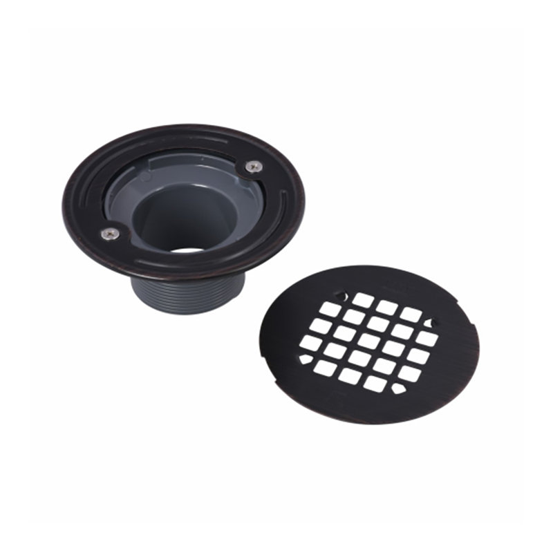 2 in. PVC Round Drain Barrel and Oil Rubbed Bronze Snap-In Strainer with Ring, Oil Rubbed Bronze