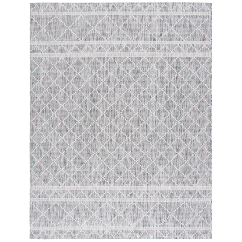 Gray Geometric 8' x 10' Stain-Resistant Outdoor Rug