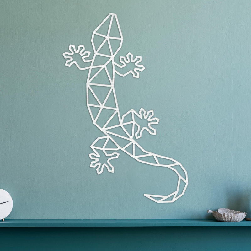 Décoration murale abstraite lézard escalade - ACM blanc (46 po x 30,43 po), H 32 po x l 21,2 po x P 0,25 po, Blanc